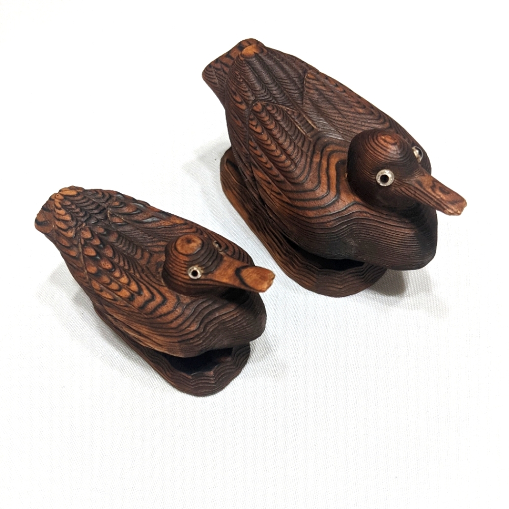 Vintage MCM WOCO Japan Cryptomeria Wood Ducks